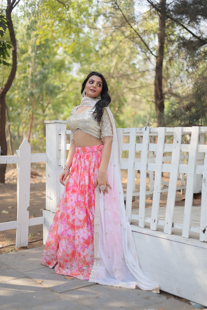 WEDDING SPECIAL FAUX GEORGETTE HEAVY SEQUINS EMBROIDERED LEHENGA CHOLI (WDN113)