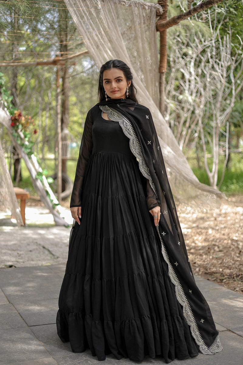 Tilton Desirable Women's gown Made With Faux Blooming Fabrics and Designer Embroidered Dupatta