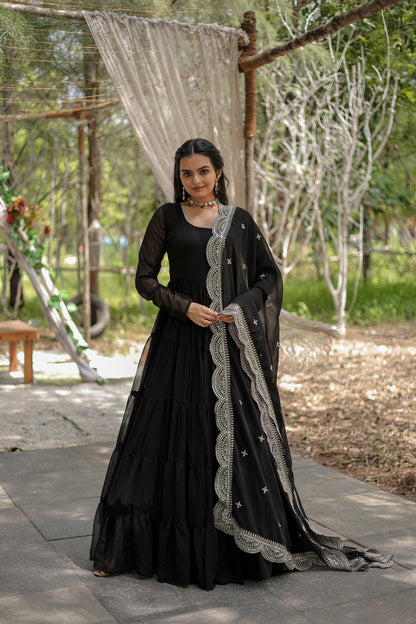 Tilton Desirable Women's gown Made With Faux Blooming Fabrics and Designer Embroidered Dupatta