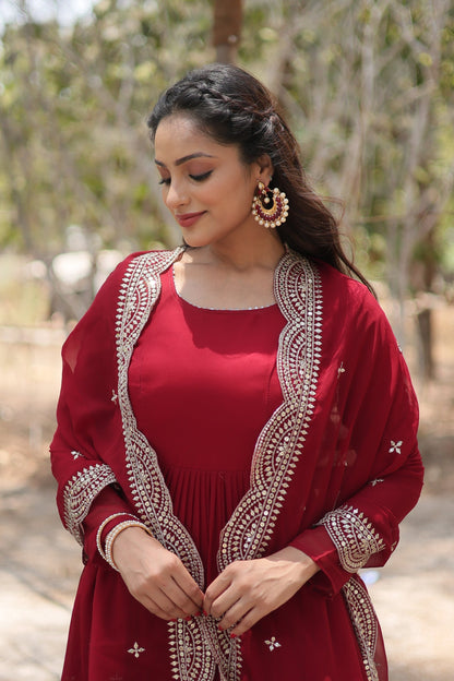 Desirable Women's gown Made With Faux Blooming Fabrics and Designer Embroidered Dupatta (WDN16) 04