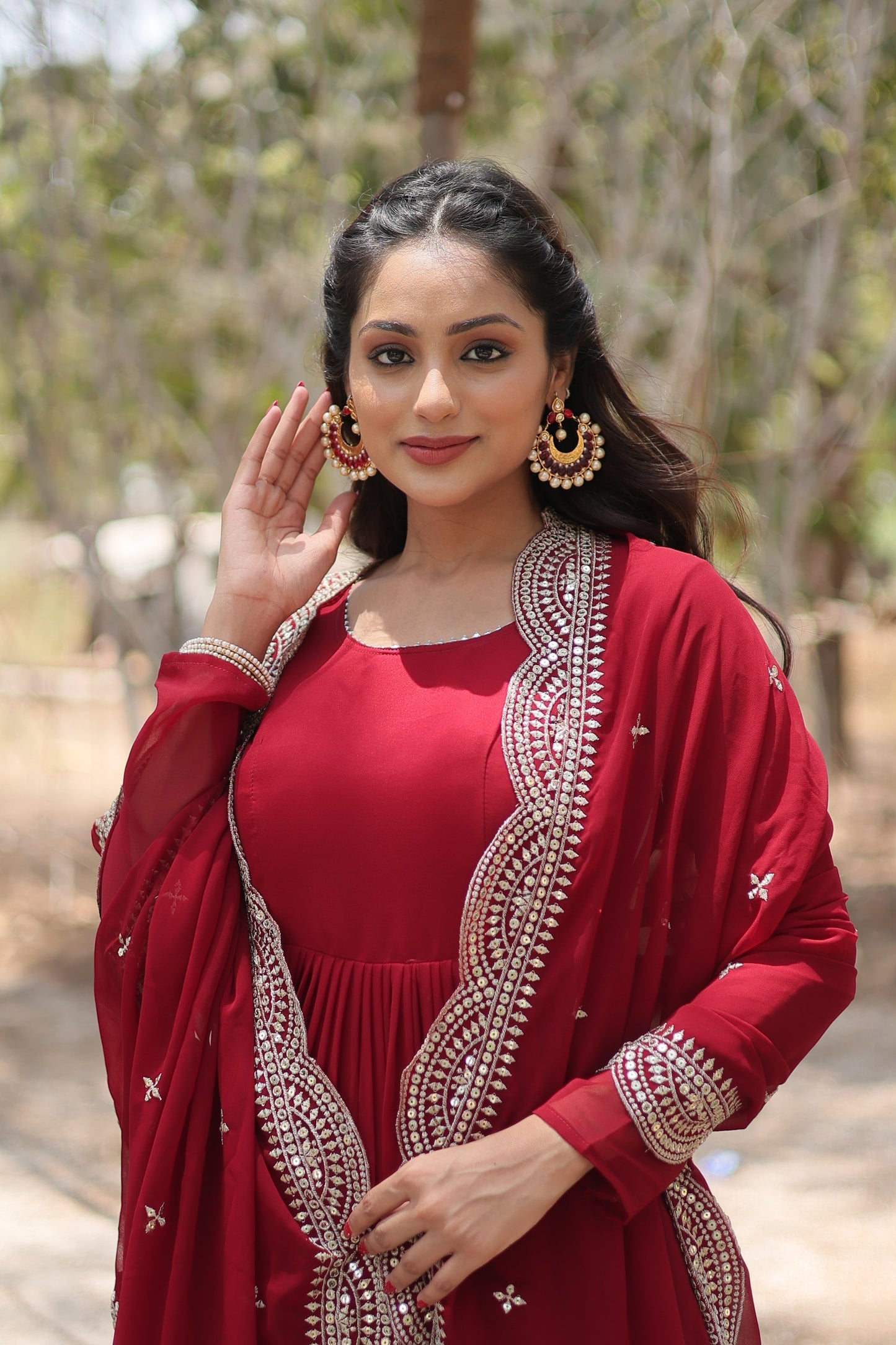 Desirable Women's gown Made With Faux Blooming Fabrics and Designer Embroidered Dupatta (WDN16) 04