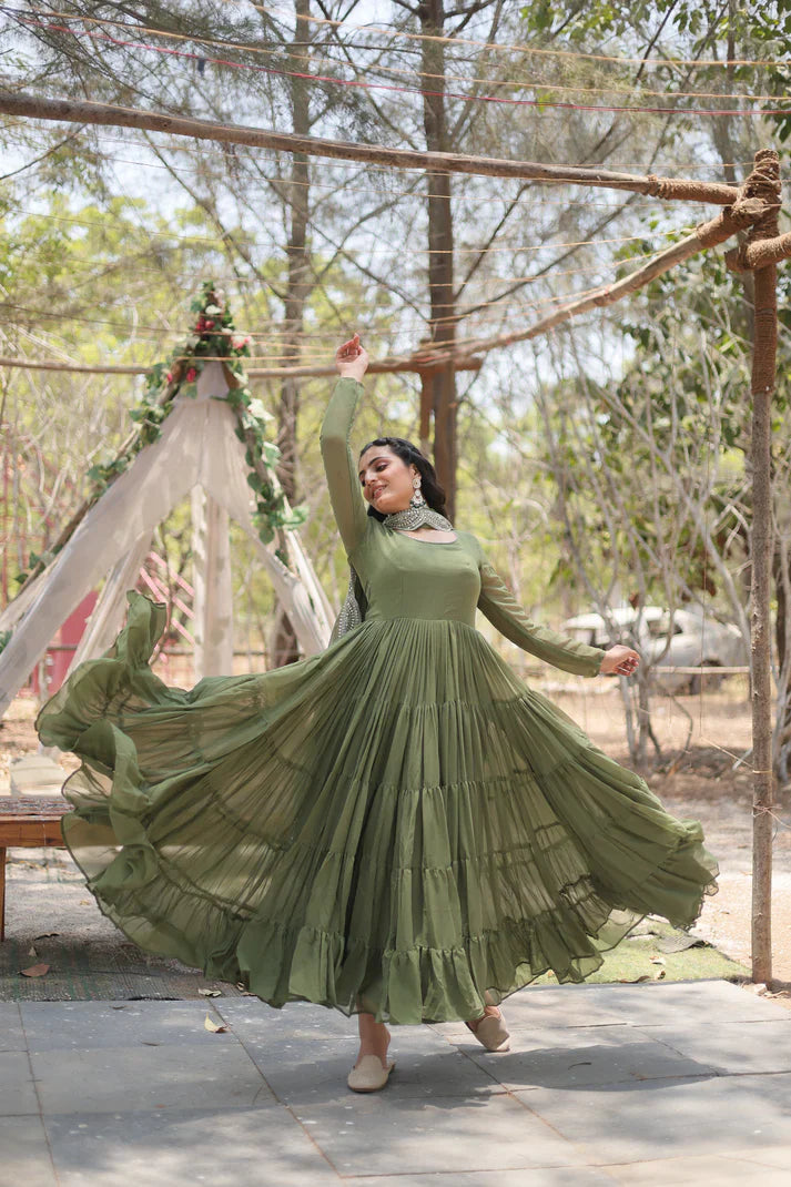 Womensavtar  Desirable Women's gown Made With Faux Blooming Fabrics and Designer Embroidered Dupatta