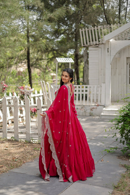 Tilton Desirable Women's gown Made With Faux Blooming Fabrics and Designer Embroidered Dupatta