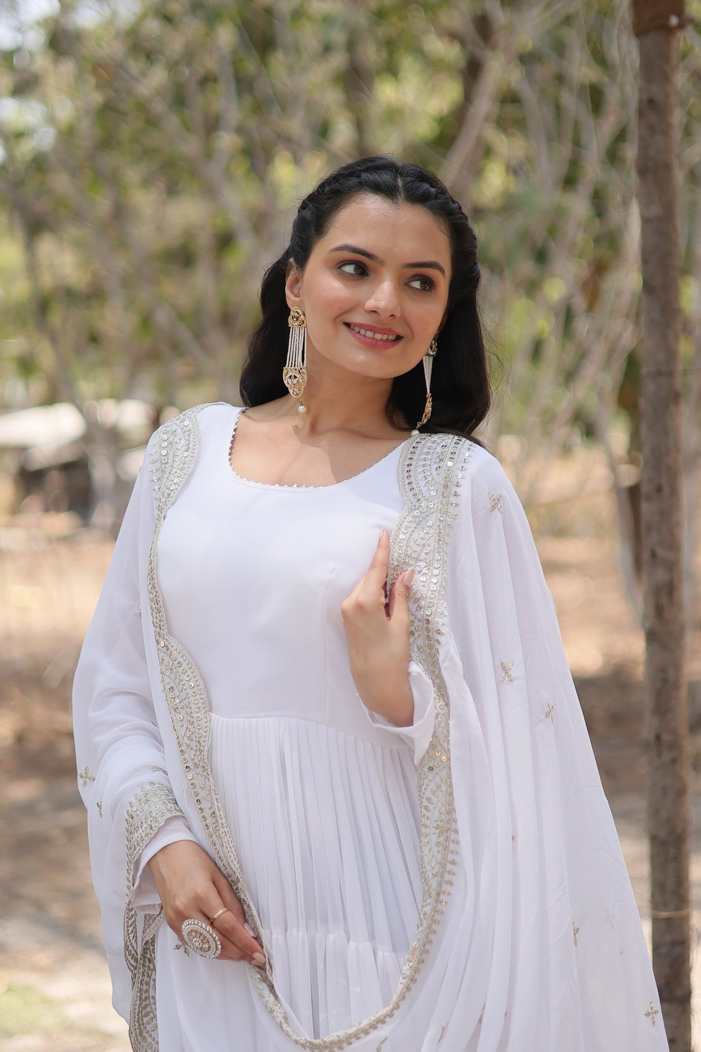 Desirable Women's gown Made With Faux Blooming Fabrics and Designer Embroidered Dupatta (WDN16) 02