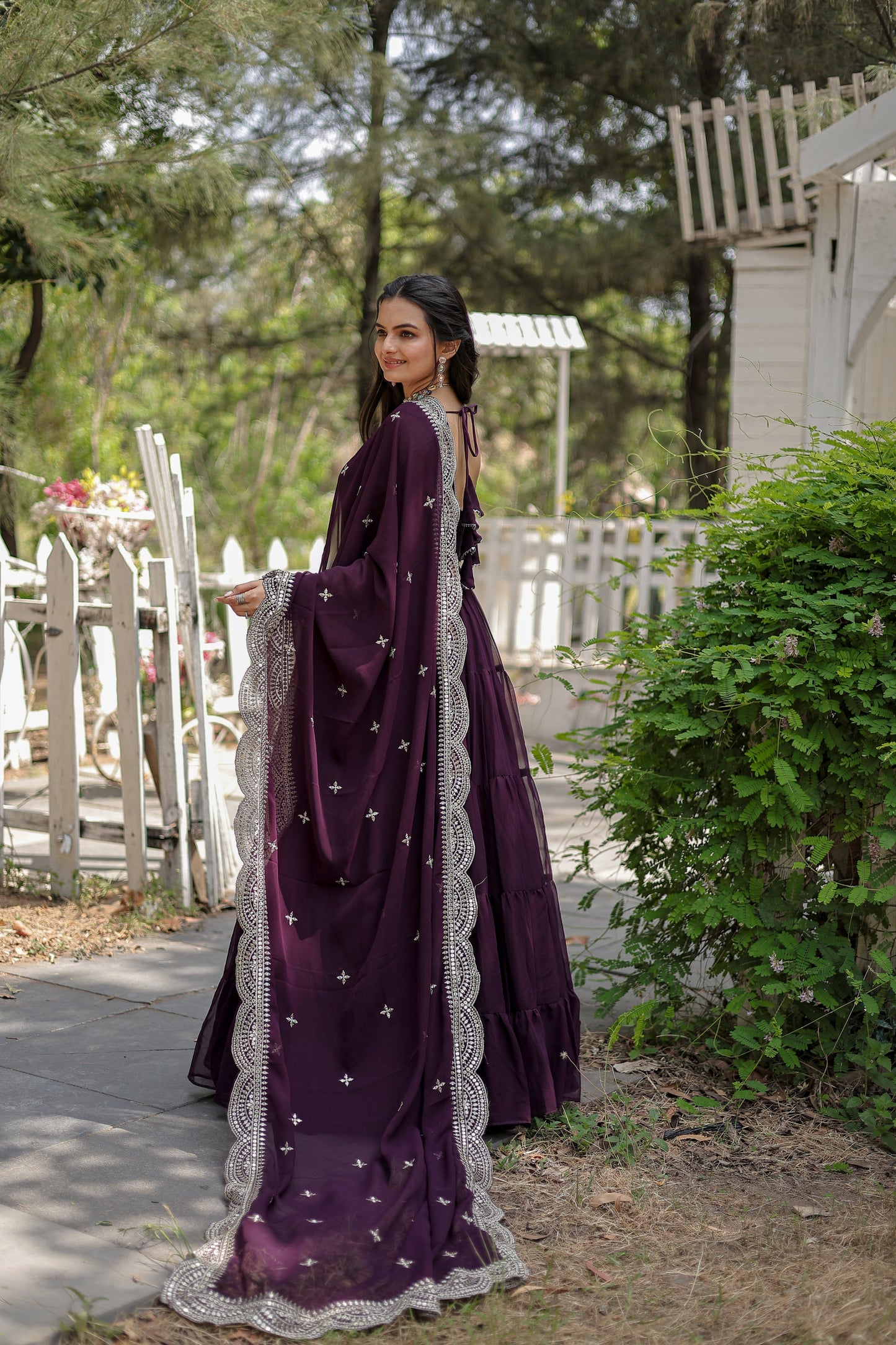 Tilton Desirable Women's gown Made With Faux Blooming Fabrics and Designer Embroidered Dupatta