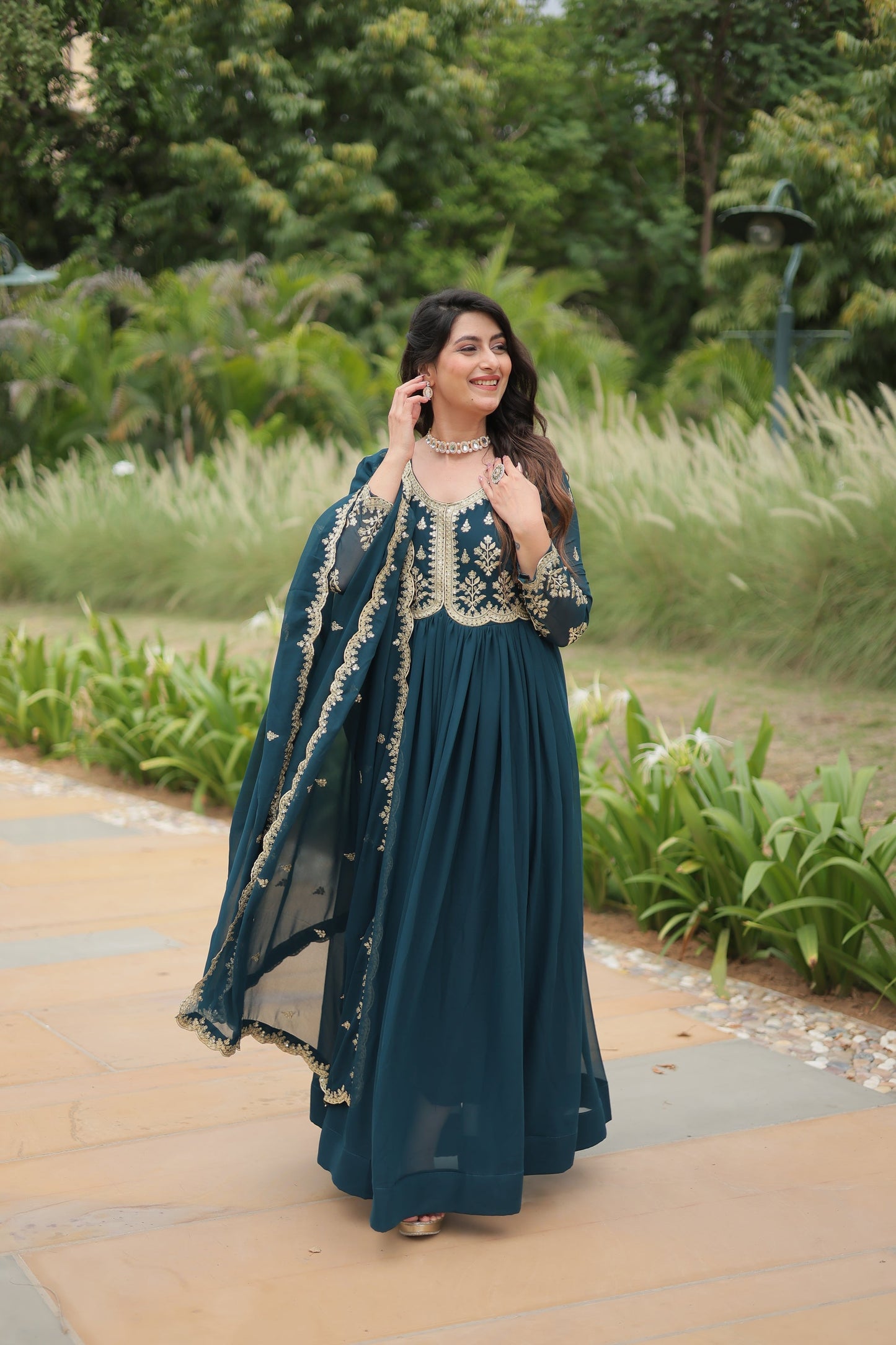 FESTIVAL SPECIAL FAUX BLOOMING SEQUINS EMBROIDERED GOWN WITH DUPATTA (WDN19)