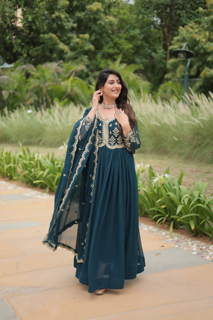 FESTIVAL SPECIAL FAUX BLOOMING SEQUINS EMBROIDERED GOWN WITH DUPATTA (WDN19)