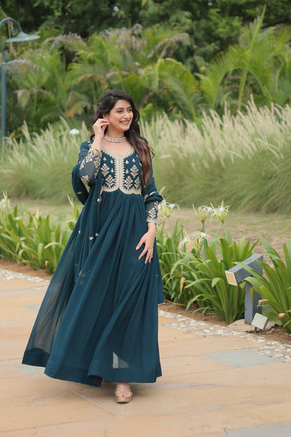 FESTIVAL SPECIAL FAUX BLOOMING SEQUINS EMBROIDERED GOWN WITH DUPATTA (WDN19)