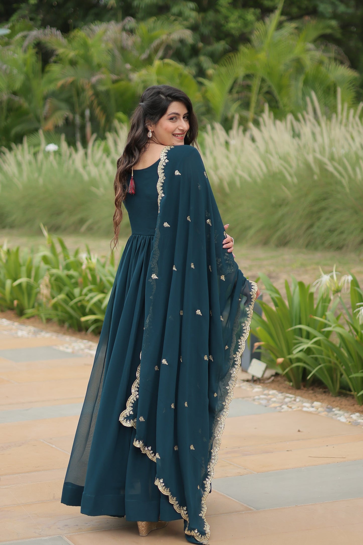 FESTIVAL SPECIAL FAUX BLOOMING SEQUINS EMBROIDERED GOWN WITH DUPATTA (WDN19)