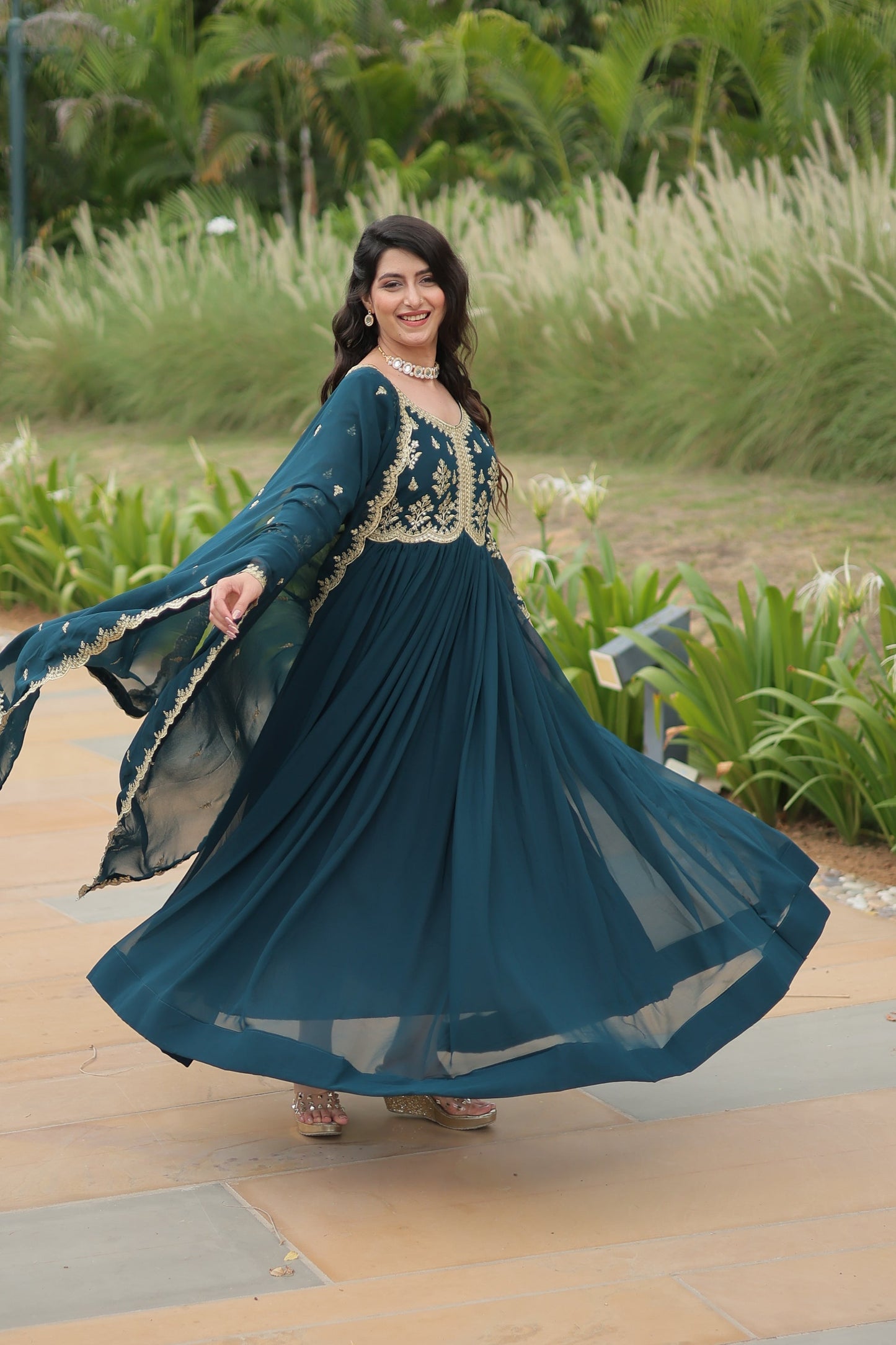 FESTIVAL SPECIAL FAUX BLOOMING SEQUINS EMBROIDERED GOWN WITH DUPATTA (WDN19)