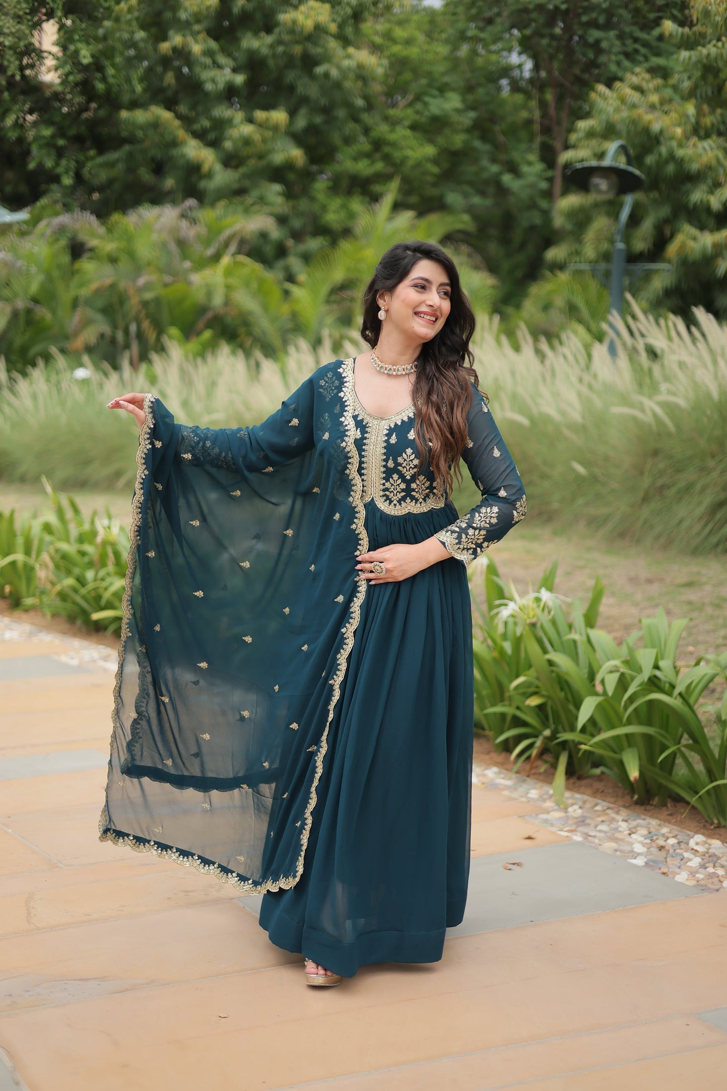 FESTIVAL SPECIAL FAUX BLOOMING SEQUINS EMBROIDERED GOWN WITH DUPATTA (WDN19)
