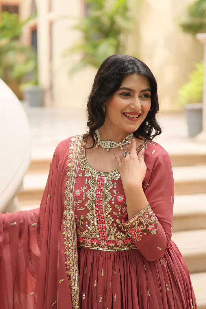 WEDDING SPECIAL FAUX GEORGETTE EMBROIDERED SHARARA WITH DUPATTA(WD126)(01)