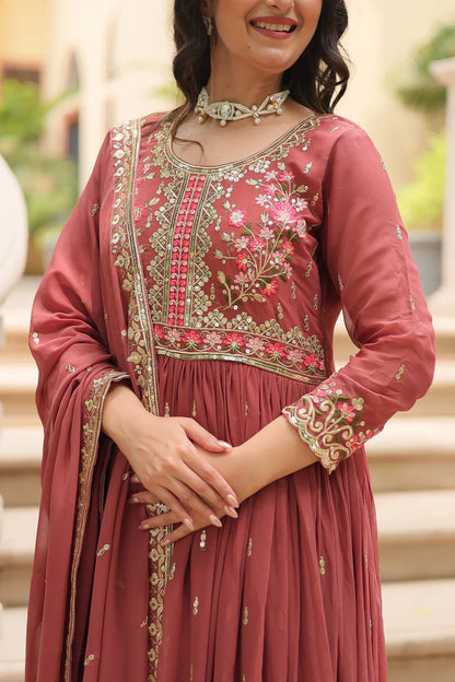 WEDDING SPECIAL FAUX GEORGETTE EMBROIDERED SHARARA WITH DUPATTA(WD126)(01)