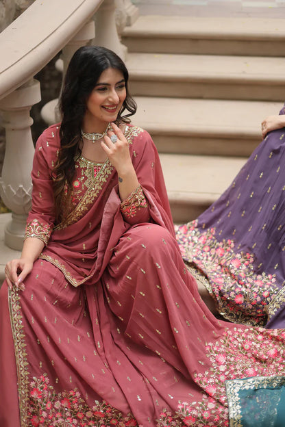 WEDDING SPECIAL FAUX GEORGETTE EMBROIDERED SHARARA WITH DUPATTA(WD126)(01)