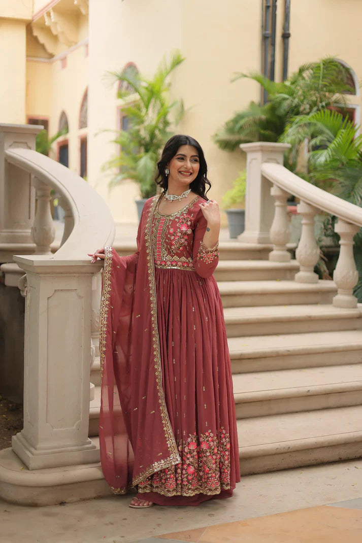 WEDDING SPECIAL FAUX GEORGETTE EMBROIDERED SHARARA WITH DUPATTA(WD126)(01)