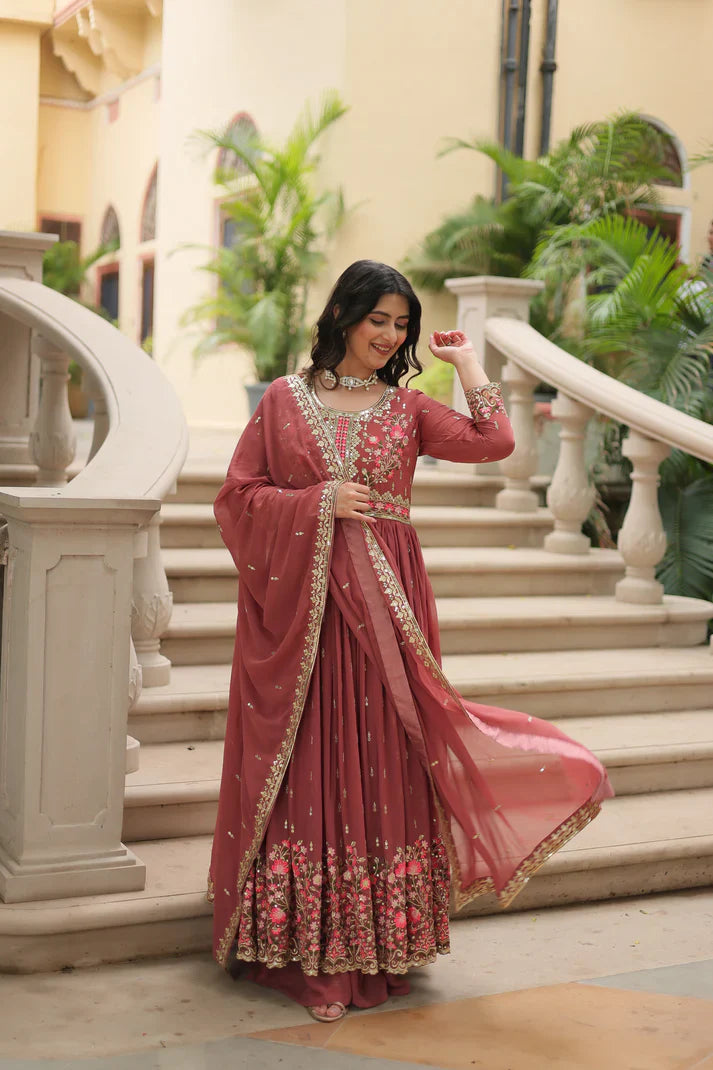 WEDDING SPECIAL FAUX GEORGETTE EMBROIDERED SHARARA WITH DUPATTA(WD126)(01)