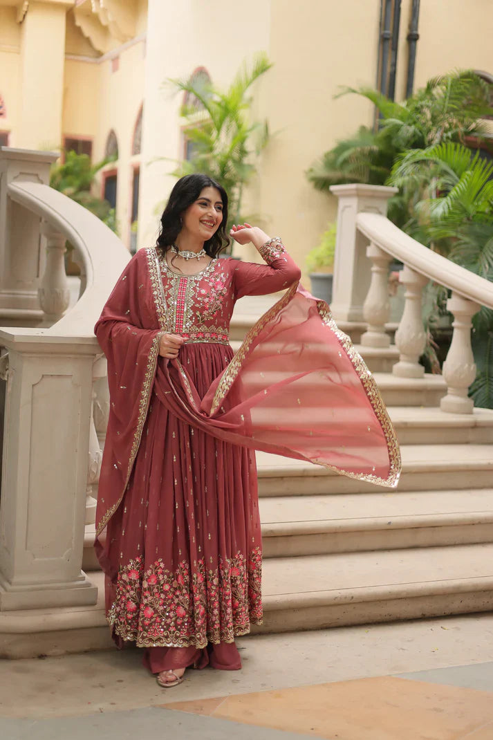 WEDDING SPECIAL FAUX GEORGETTE EMBROIDERED SHARARA WITH DUPATTA(WD126)(01)