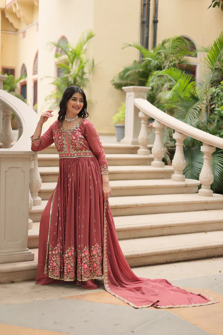 WEDDING SPECIAL FAUX GEORGETTE EMBROIDERED SHARARA WITH DUPATTA(WD126)(01)