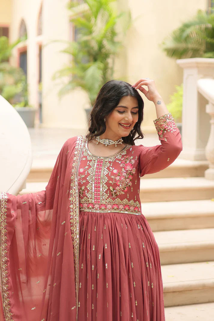 WEDDING SPECIAL FAUX GEORGETTE EMBROIDERED SHARARA WITH DUPATTA(WD126)(01)