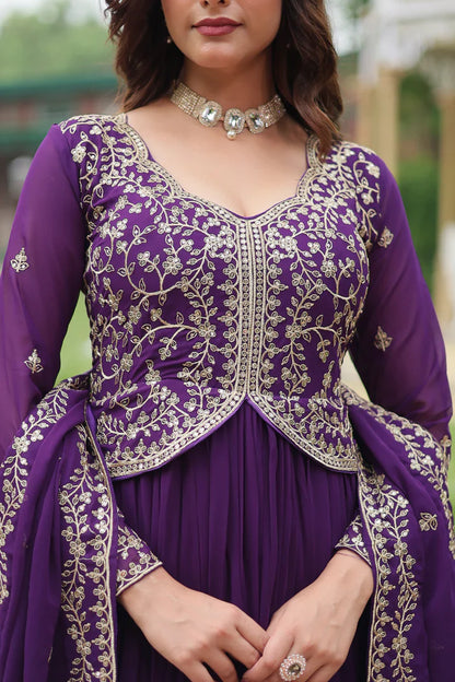 WEDDING SPECIAL FAUX BLOOMING SEQUINS EMBROIDERED GOWN WITH DUPATTA(WD50)