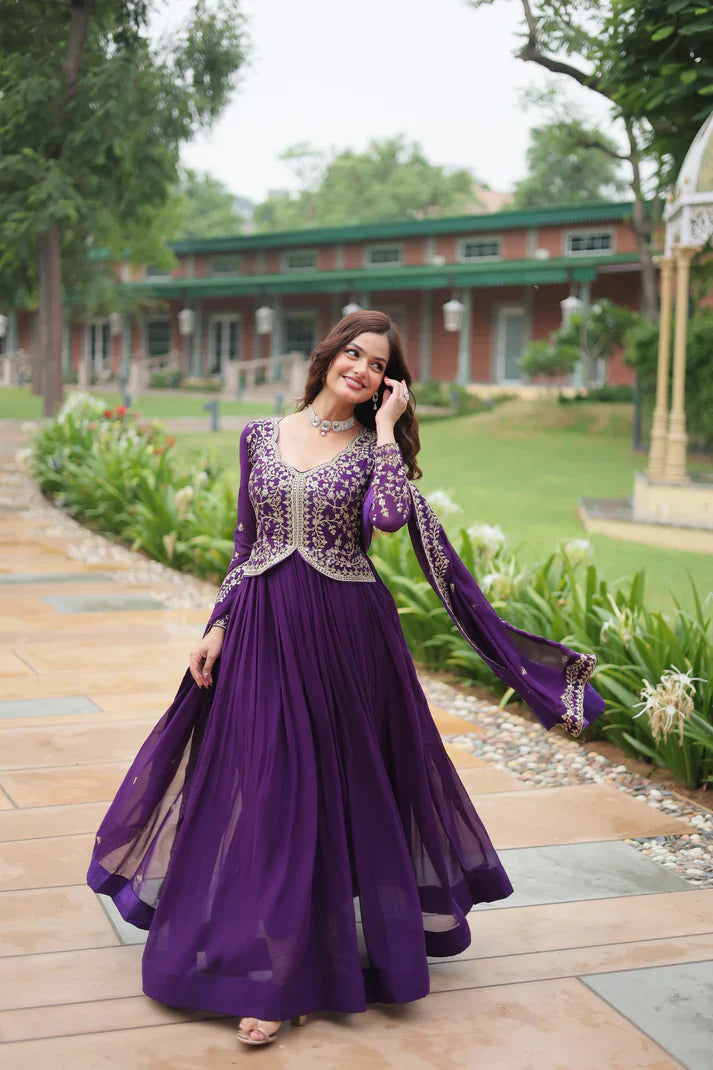 WEDDING SPECIAL FAUX BLOOMING SEQUINS EMBROIDERED GOWN WITH DUPATTA(WD50)