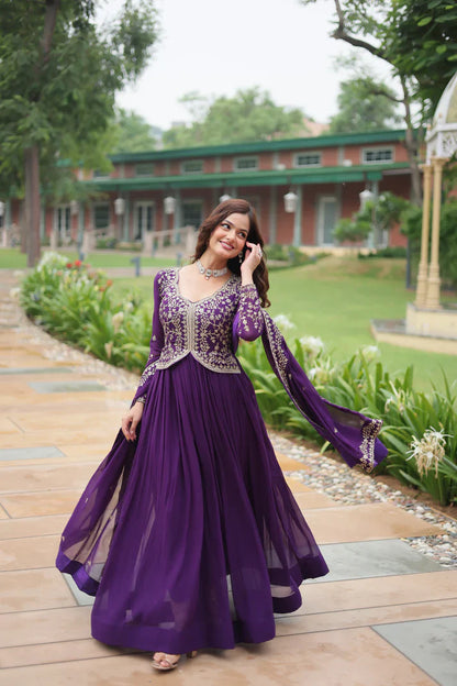 WEDDING SPECIAL FAUX BLOOMING SEQUINS EMBROIDERED GOWN WITH DUPATTA(WD50)