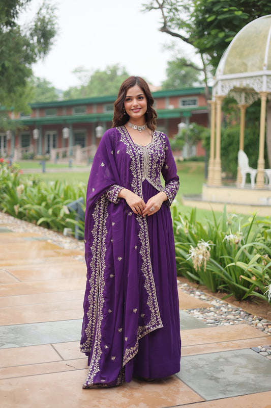 WEDDING SPECIAL FAUX BLOOMING SEQUINS EMBROIDERED GOWN WITH DUPATTA (WDN32)