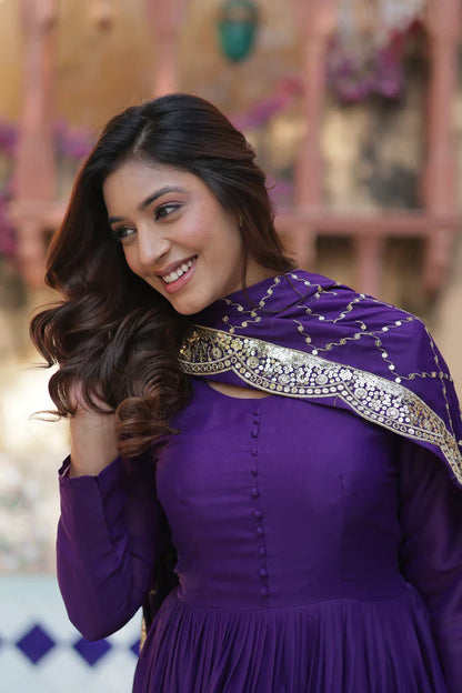 WEDDING SPECOAL STAR GEORGETTE GOWN WITH DUPATTA(WD54) (01)