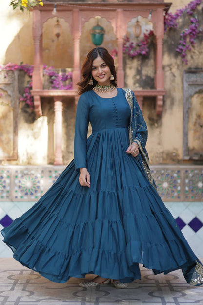 WEDDING SPECOAL STAR GEORGETTE GOWN WITH DUPATTA(WD123) (02)