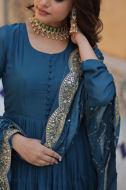 WEDDING SPECOAL STAR GEORGETTE GOWN WITH DUPATTA(WD123) (02)