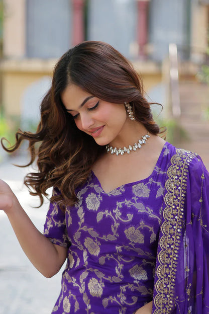 WEDDING SPECIAL VISCOSE GEORGETTE JACQUARD GHARARA SET WITH DUPATTA(WD120) (02)
