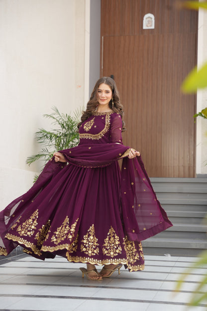 FAUX GEORGETTE SEQUANCE EMBROIDERED GOWN WITH DUPATTA (WDN42)