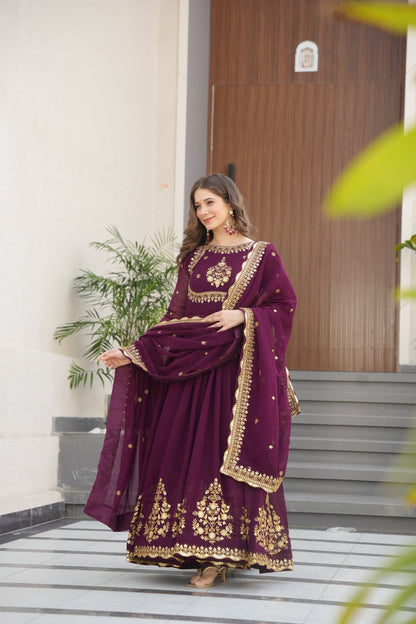 FAUX GEORGETTE SEQUANCE EMBROIDERED GOWN WITH DUPATTA (WDN42)