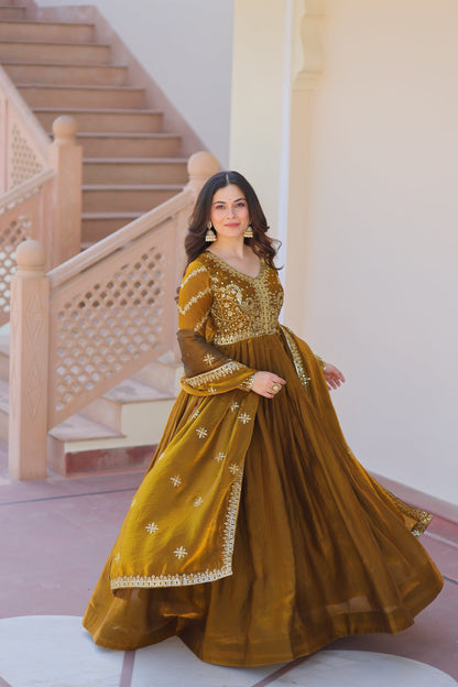 FENDY ZARI WITH SEQUINS EMBROIDERED GOWN WITH DUPATTA (WDN46)