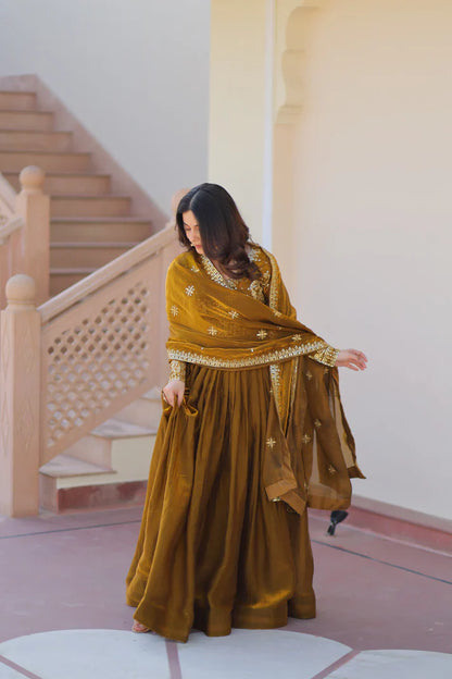 FENDY ZARI WITH SEQUINS EMBROIDERED GOWN WITH DUPATTA(WD62)