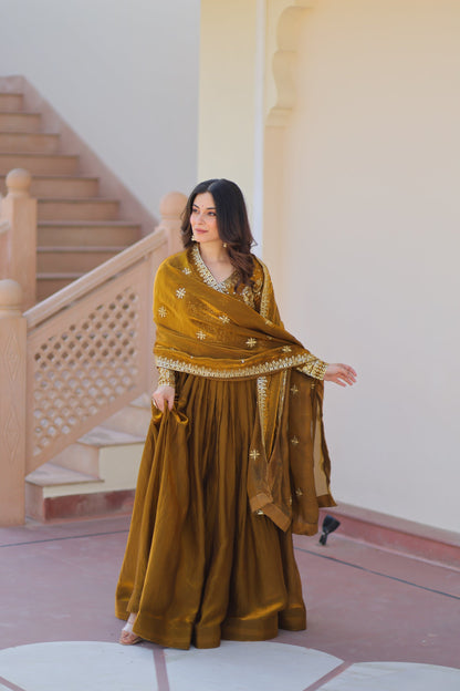 FENDY ZARI WITH SEQUINS EMBROIDERED GOWN WITH DUPATTA (WDN46)