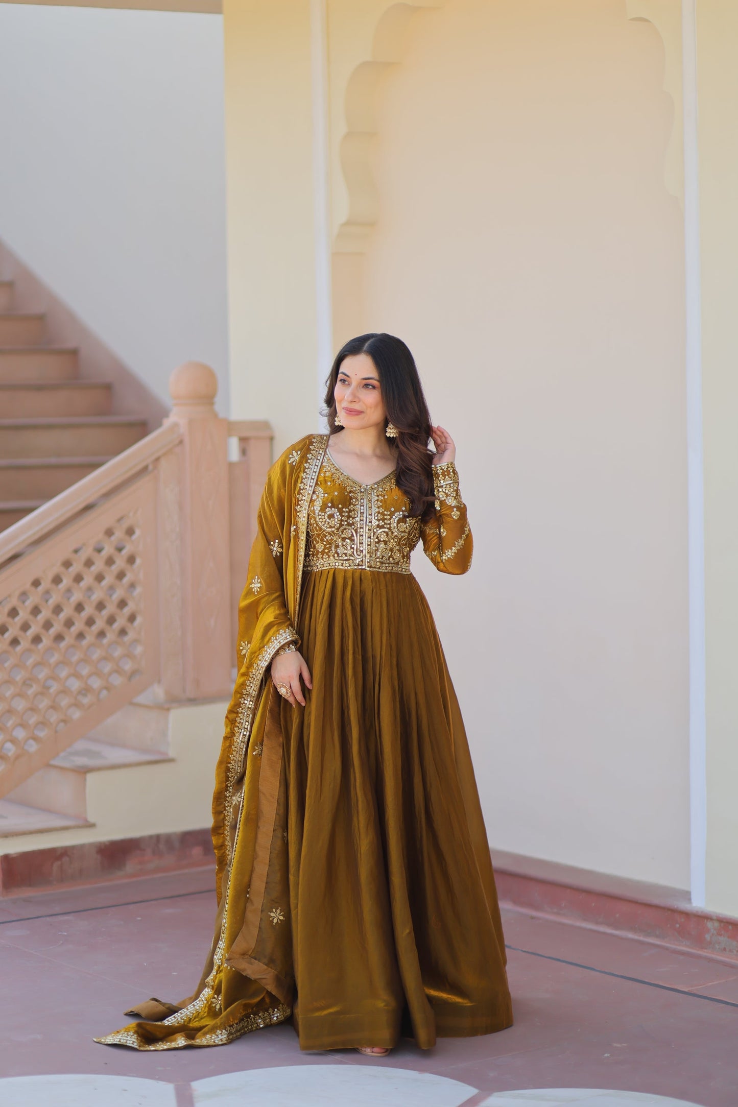 FENDY ZARI WITH SEQUINS EMBROIDERED GOWN WITH DUPATTA (WDN46)