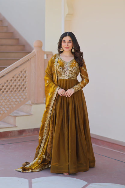 FENDY ZARI WITH SEQUINS EMBROIDERED GOWN WITH DUPATTA (WDN46)