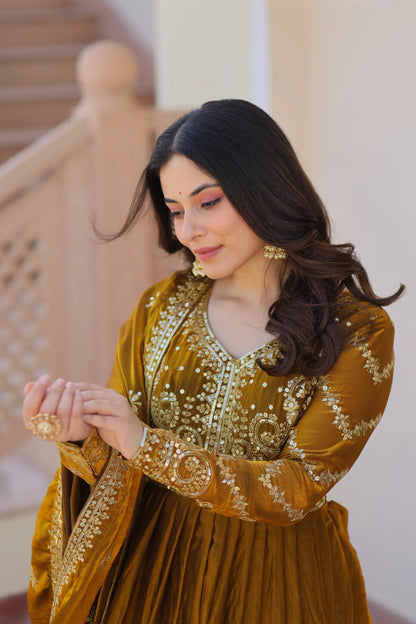FENDY ZARI WITH SEQUINS EMBROIDERED GOWN WITH DUPATTA(WD62)