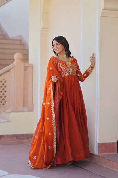 FENDY ZARI WITH SEQUINS EMBROIDERED GOWN WITH DUPATTA (WDN46) 01