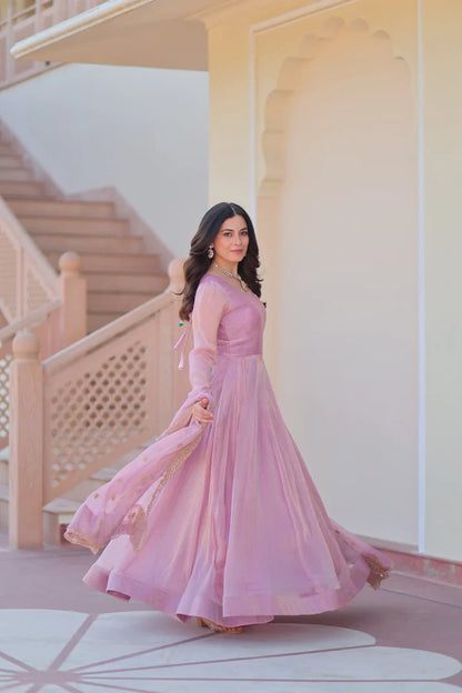 FENDY CHIFFON 12 KALI GOWN WITH EMBROIDERED DUPATTA (WD69)