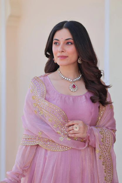 FENDY CHIFFON 12 KALI GOWN WITH EMBROIDERED DUPATTA (WD69)