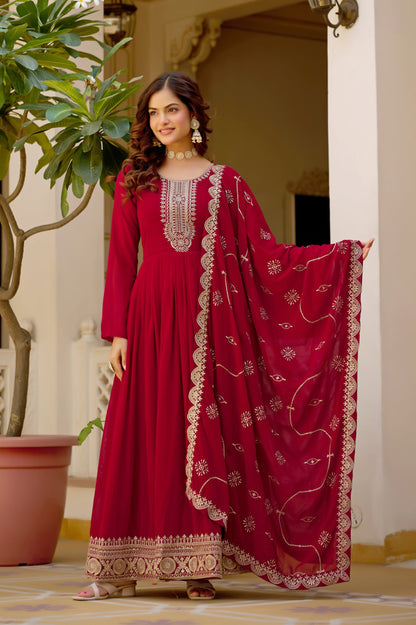 WEDDING SPECIAL FAUX BLOOMING SEQUINS EMBROIDERED GOWN AND DUPATTA (TT17)