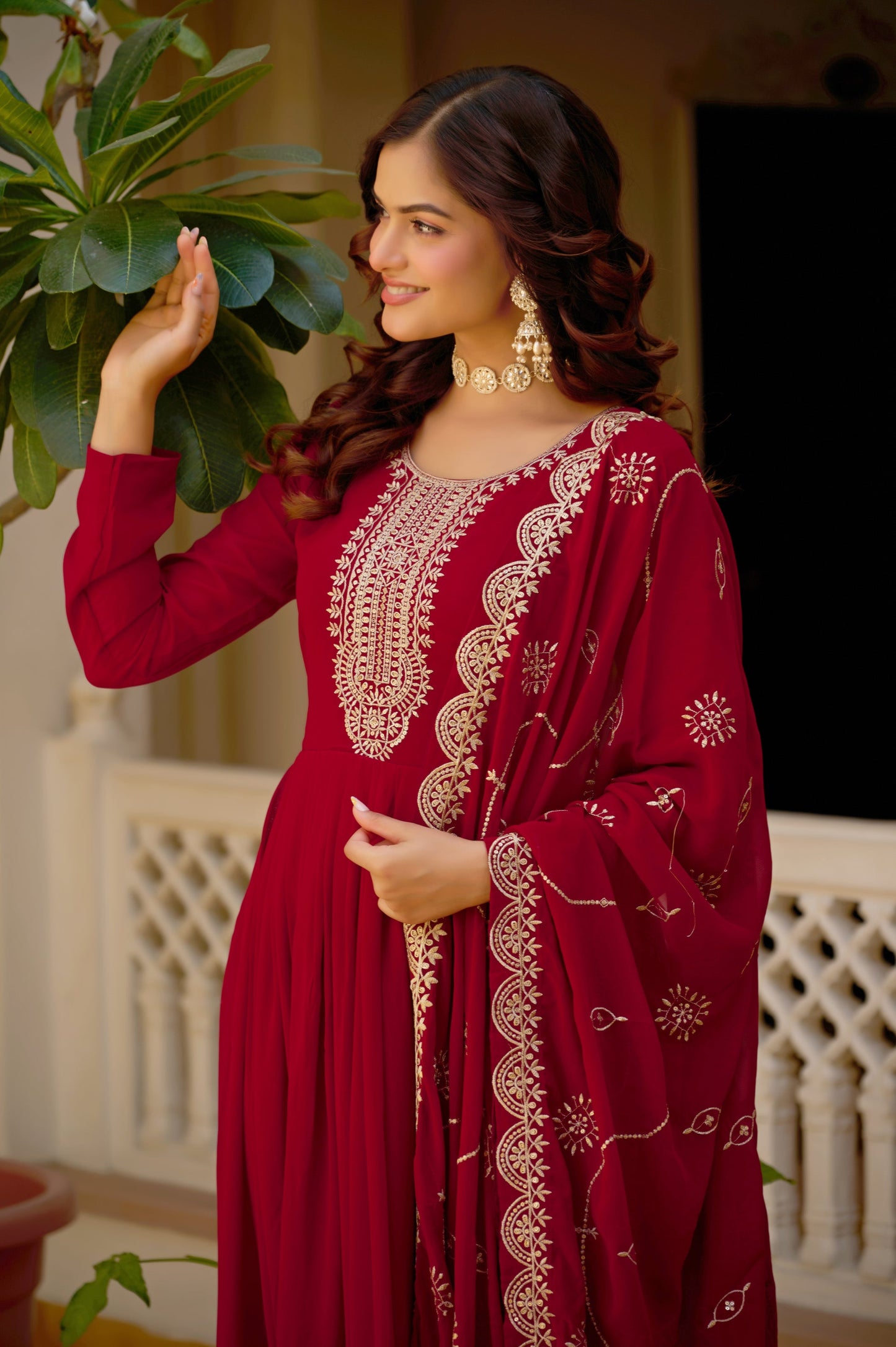 WEDDING SPECIAL FAUX BLOOMING SEQUINS EMBROIDERED GOWN AND DUPATTA (TT17)