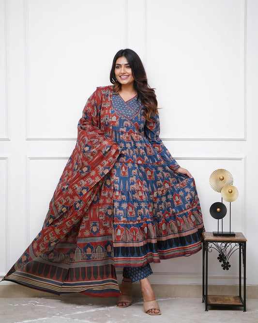 Launching Super Cool, Comfortable And Stylish Pure Cotton Suit Cum Gown Set Which Is Beautifully Decorated With Intricate Hand Work, Jari Work And Lace Detailing In Neck.
