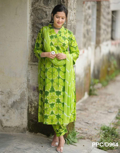 STYLISH V NECK  COTTON GULNAAR PANT  FULL SIZE CHIFFON LEHERIYA DUPATTA SWRD67