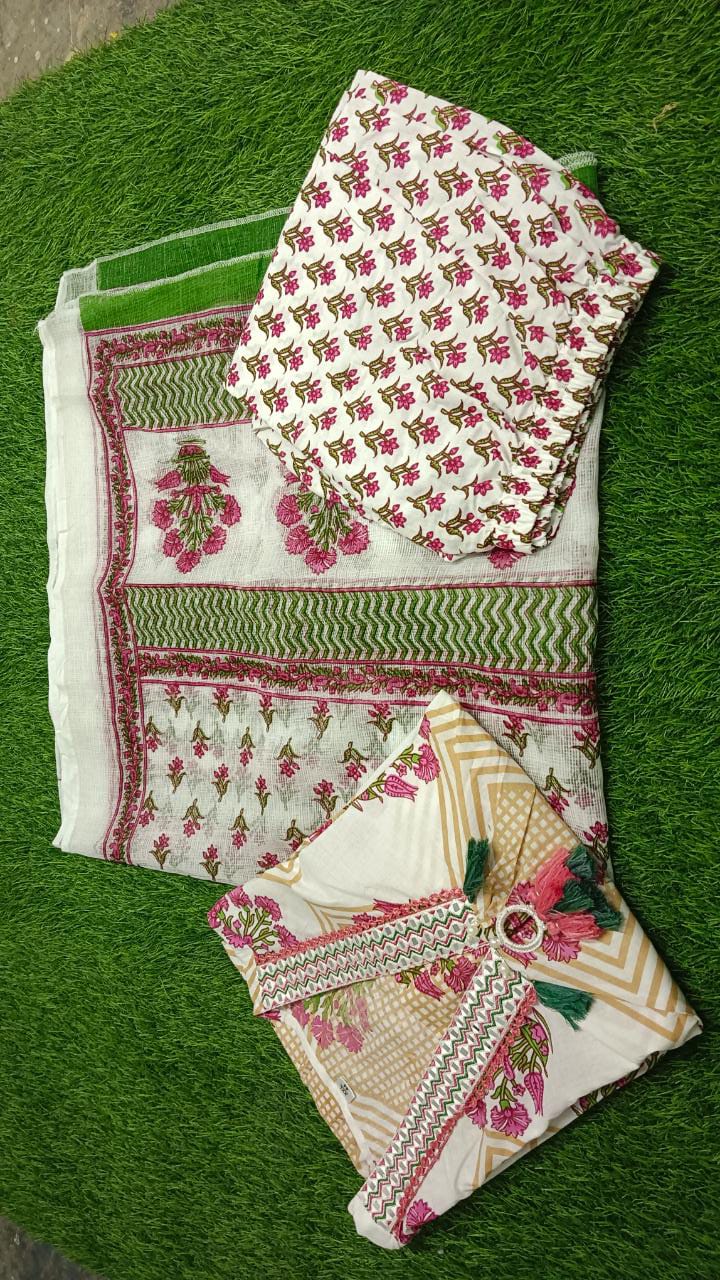 floral cotton Afghani sut set which is decorated with finest lucknowi sequence work and motifs it ise paired with matching Afghani pants and dupatta (SWRD91)
