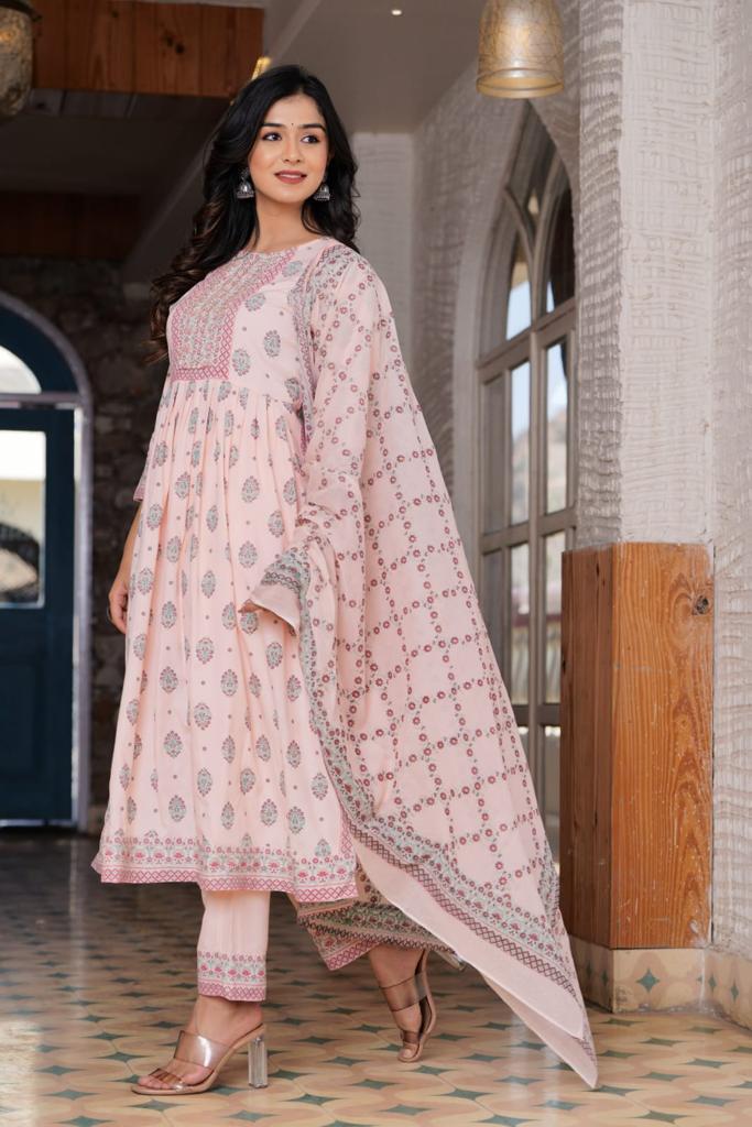 Beautiful Festive Collection just launched. Floral Print Accentuated by intricate hand details on these Pista Sets paired with matching pants and dupatta