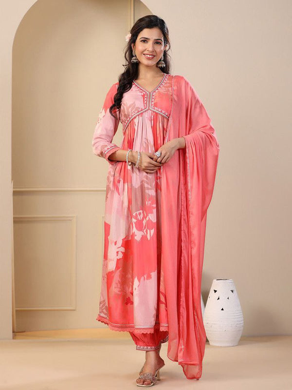 Featuring beautiful MUSLIN ALIA CUT Suit Set which is beautifully decorated with intricate hand embroidery,