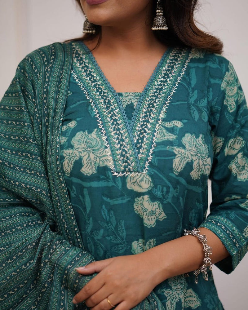 Introducing the latest addition to our fashion collection the strength kurta Style made from high-quality cotton, embellished with exquisite moti & lace work on neck line and paired with matching pant.